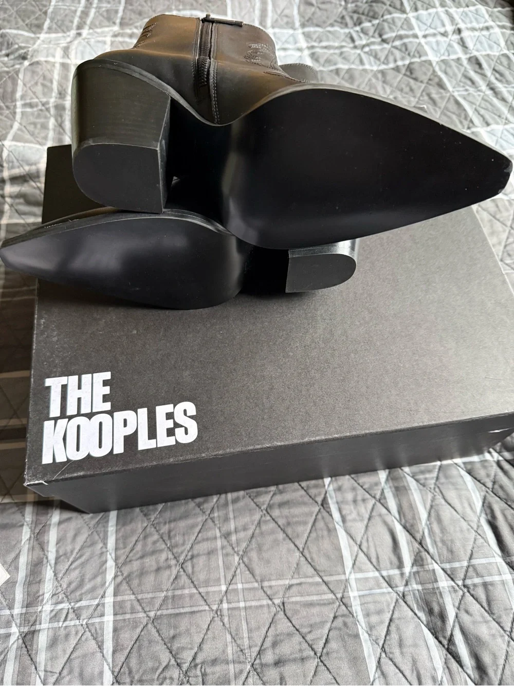 The Kooples Western Leather Heeled Side Zip Ankle Boot NIB Sz FR 37 $475 US 6